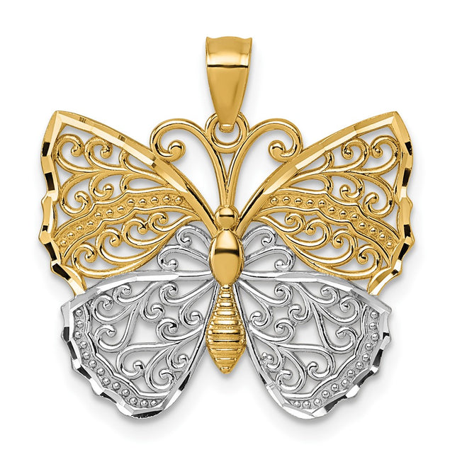 14k Yellow & Rhodium Pendants Style K10031 - Classique Jewelry Inc.