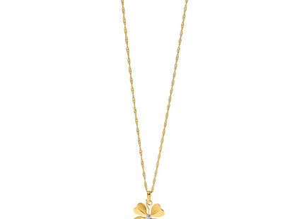 14k with White Rhodium Polished 4-Leaf Clover Charm Pendant