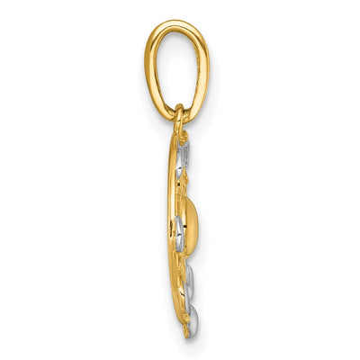 14K with White Rhodium Polished Sun With Moon Cycle Charm