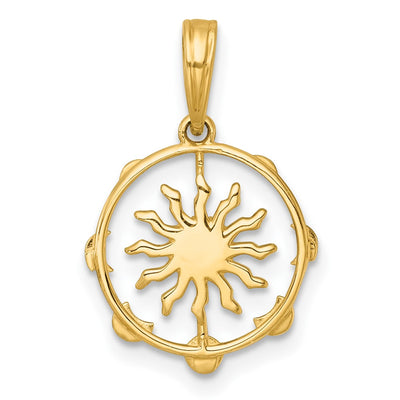 14K with White Rhodium Polished Sun With Moon Cycle Charm
