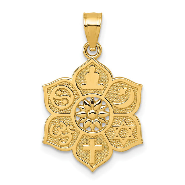 14k Polished Hollow 3D Italian Horn Pendant, 31.37 x 4.91mm