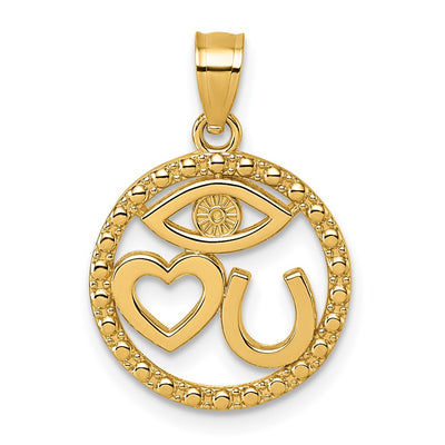 14K gold evil eye pendant