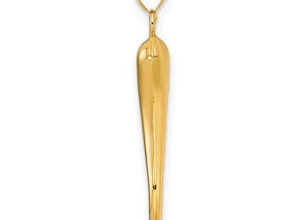 14k Polished Hollow 3D Italian Horn Pendant (Style K10047)