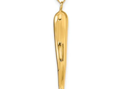14k Polished Hollow 3D Italian Horn Pendant, 31.37 x 4.91mm