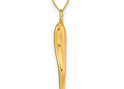 14k Polished Hollow 3D Italian Horn Pendant, 21.75 x 2.78mm