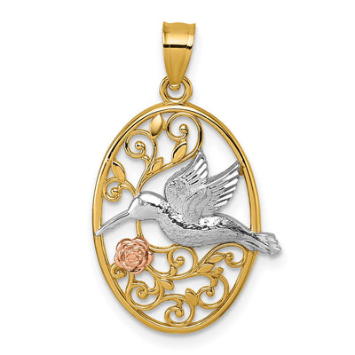 14K gold hummingbird pendant