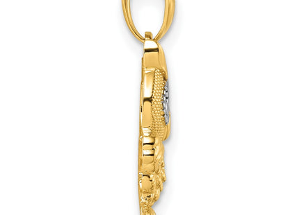 14k Yellow & Rhodium Pendants Style K10055 - Classique Jewelry Inc.