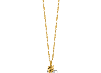 14k with White Rhodium Polished 3-D Cat In Mug Charm