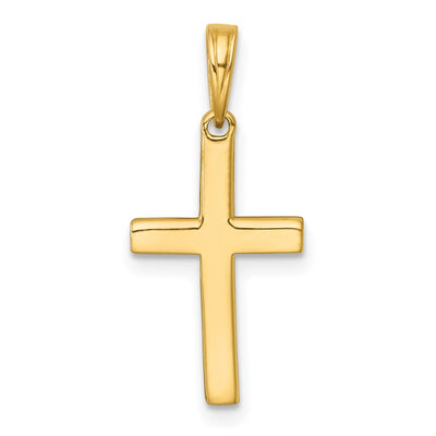 14K with White Rhodium Diamond-cut Latin Cross Pendant, 24.2 x 11.3mm
