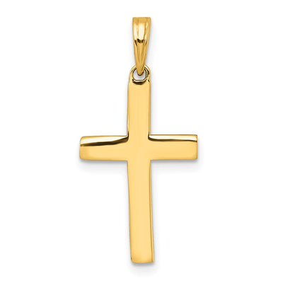 14K with White Rhodium Diamond-cut Latin Cross Pendant, 27.6 x 13.5mm