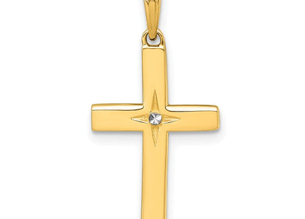 14K with White Rhodium Diamond-cut Latin Cross Pendant (Style K10067)