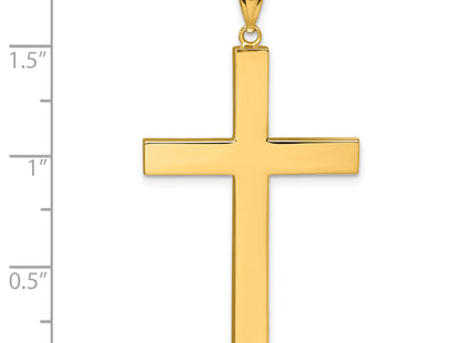 14k Polished Hollow Latin Cross Pendant, 47.2 x 25.5mm