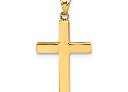 14k Polished Hollow Latin Cross Pendant, 32 x 15.5mm