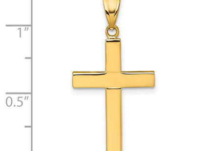 14k Polished Hollow Latin Cross Pendant, 32 x 15.5mm