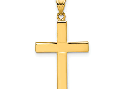 14k Polished Hollow Latin Cross Pendant, 32 x 15.5mm