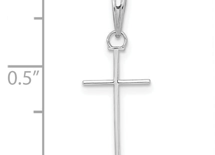 14K White Gold 3-D and Polished Stick Cross Charm, 23.3 x 9.6mm
