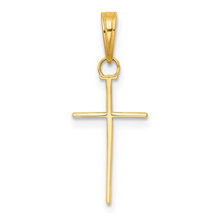 14K 3-D and Polished Stick Cross Charm (Style K10074)