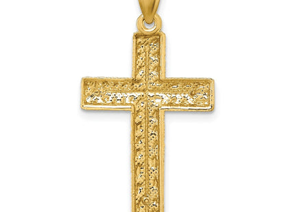 14k Polished Diamond-cut Textured Fancy Latin Cross Pendant (Style K10075)
