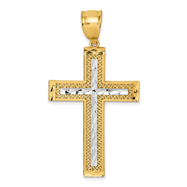 14k Yellow & Rhodium Pendants Style K10077 - Classique Jewelry Inc.