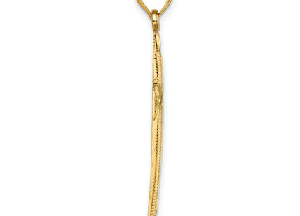 14k Polished Diamond-cut Textured Fancy Latin Cross Pendant, 44.1 x 22.4mm