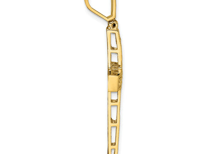 14k Polished Diamond-cut Fancy Latin Cross Pendant, 49.6 x 24.9mm