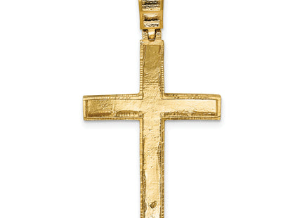 14k Polished Diamond-cut Fancy Latin Cross Pendant, 49.6 x 24.9mm