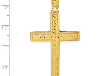 14k Polished Diamond-cut Fancy Latin Cross Pendant (Style K10080)