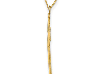14k Polished Diamond-cut Textured Fancy Pierced Design Cross Pendant (Style K10081)