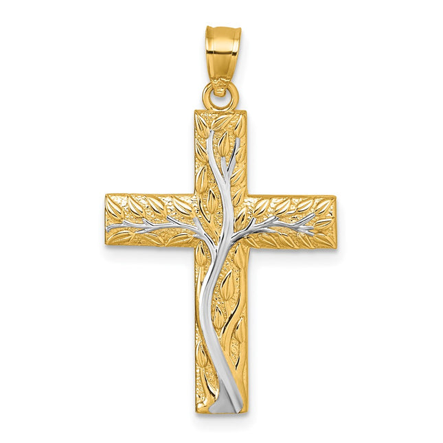 14k Yellow & Rhodium Pendants Style K10082 - Classique Jewelry Inc.