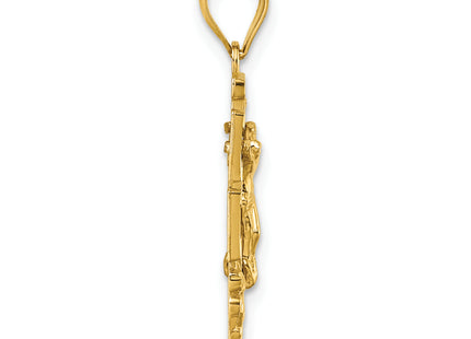 14k Polished Diamond-cut Cara Vaca Cross Pendant, 28.6 x 15.5mm