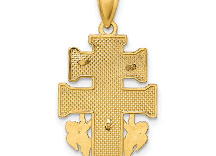 14k Polished Diamond-cut Cara Vaca Cross Pendant, 28.6 x 15.5mm