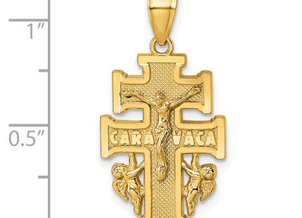14k Polished Diamond-cut Cara Vaca Cross Pendant, 28.6 x 15.5mm