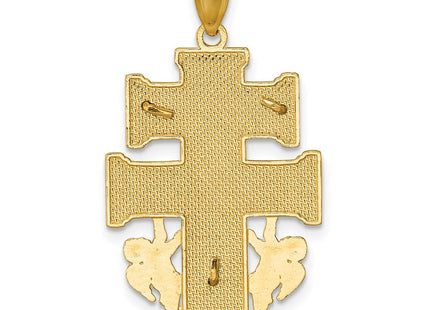 14k Polished Diamond-cut Cara Vaca Cross Pendant (Style K10101)