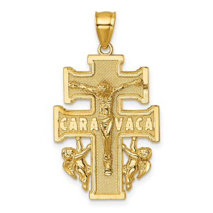 14k Polished Diamond-cut Cara Vaca Cross Pendant (Style K10101)