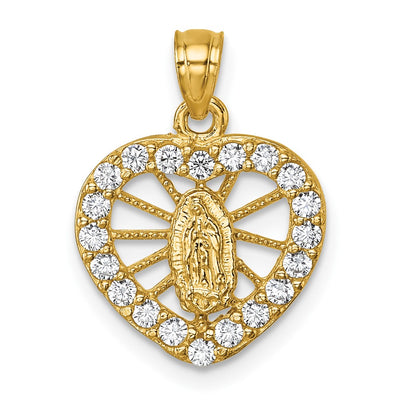 14K gold cubic zirconia heart pendant