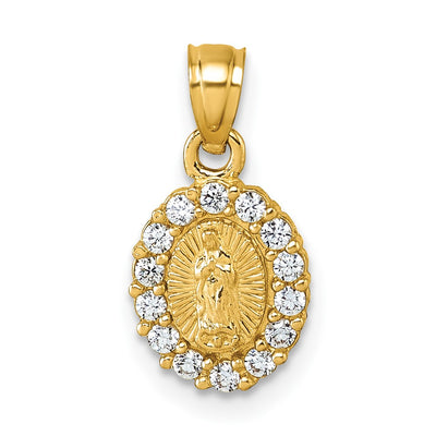 14K gold cubic zirconia oval pendant