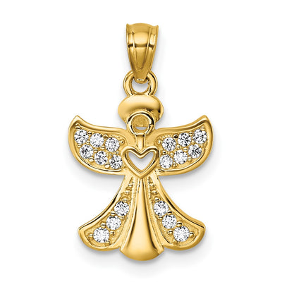 14K gold cubic zirconia heart pendant