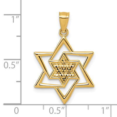 14K Polished and Diamond-cut Star Of David Religious Pendant