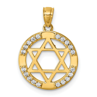 14K gold cubic zirconia circle pendant