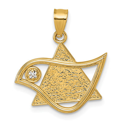 14K gold cubic zirconia star pendant