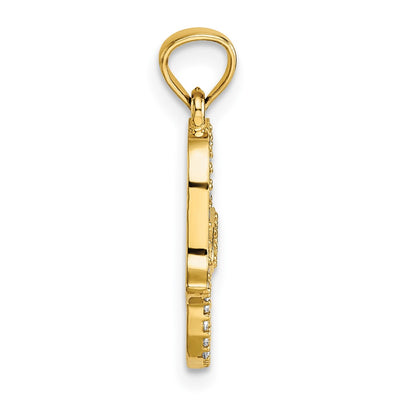 14K Polished CZ Hamsa Pendant