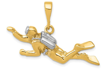 14k Yellow & Rhodium Pendants Style K1052 - Classique Jewelry Inc.