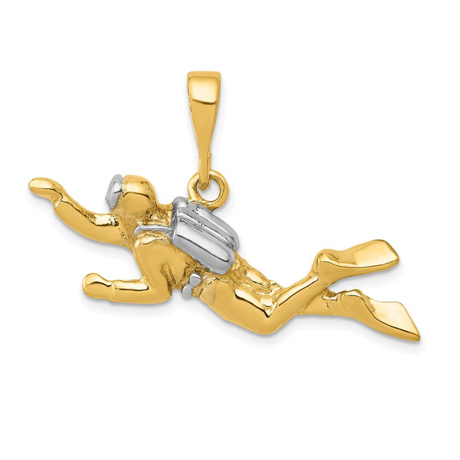 14k Yellow & Rhodium Pendants Style K1052 - Classique Jewelry Inc.