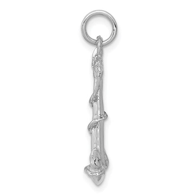 14K White Gold Solid Polished 3-D Anchor Charm, 26 x 14mm
