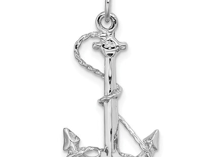14K white gold anchor charm, another view