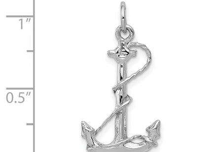 14K white gold anchor charm, further view