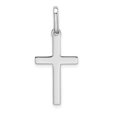 14K White Gold Hollow Cross Pendant, 30 x 13mm
