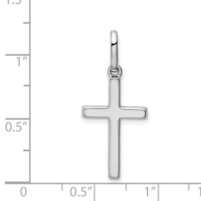 14K White Gold Hollow Cross Pendant, 30 x 13mm