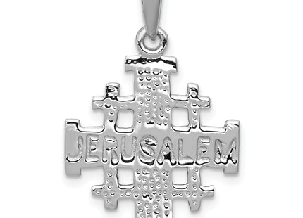 14k White Gold Jerusalem Cross Pendant, 30 x 24mm