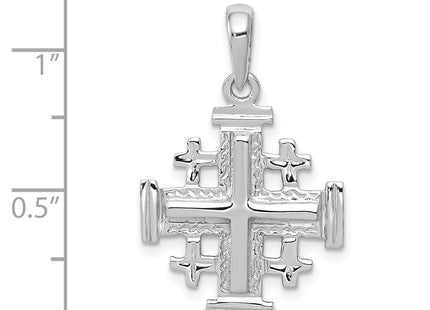 14k White Gold Jerusalem Cross Pendant, 30 x 24mm
